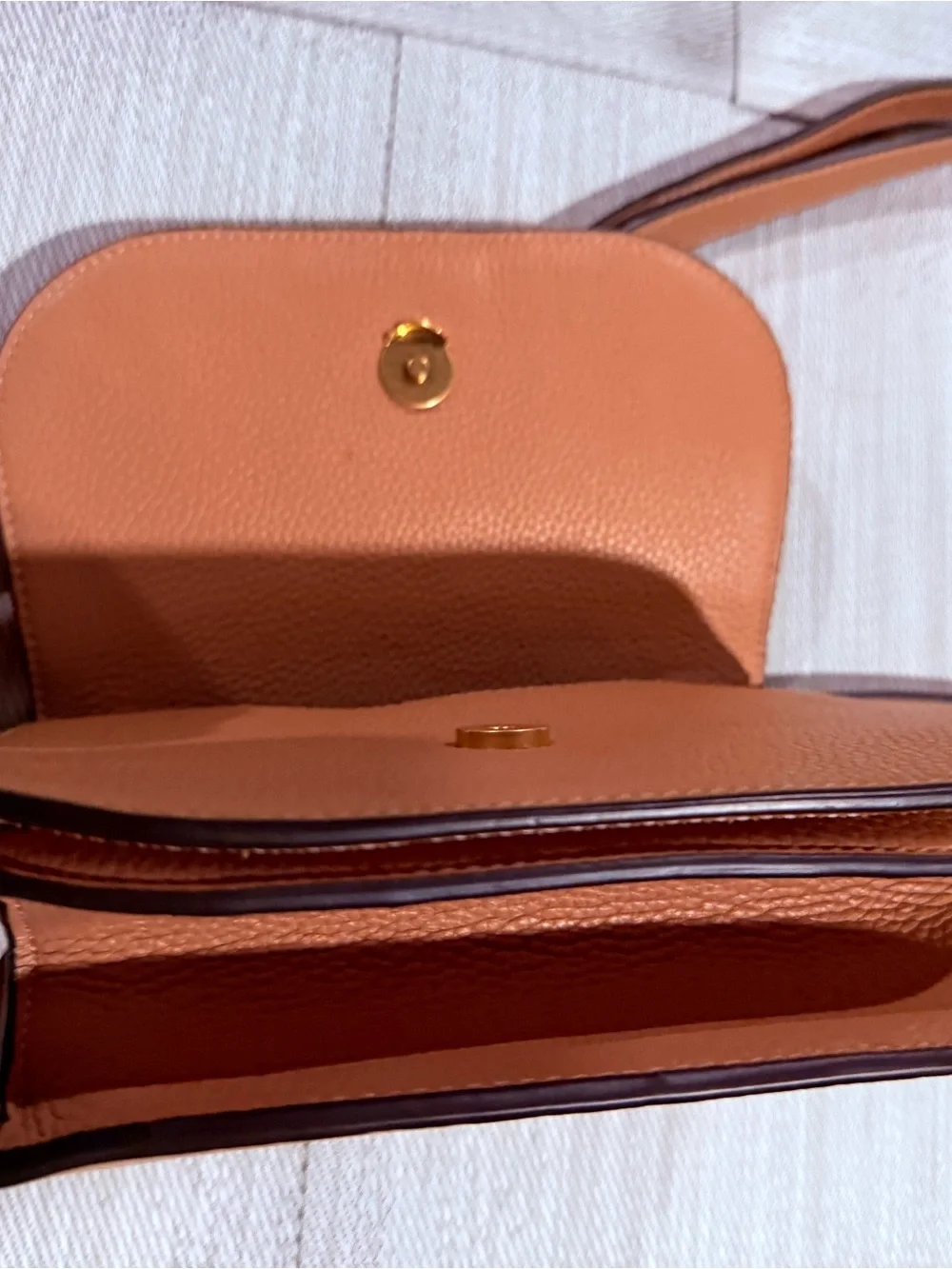 Tory Burch Pebbled Leather Crossbody in Warm Tan